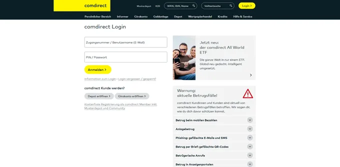 Comdirect Online-Banking Login