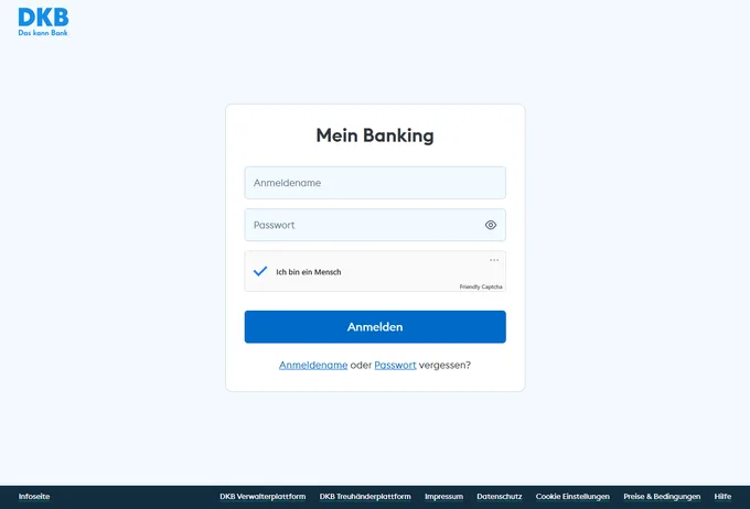 DKB Online-Banking Login-Seite