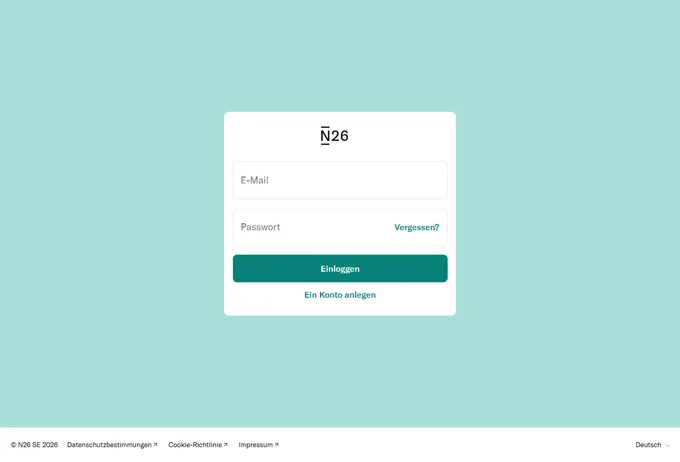 N26 Login-Seite