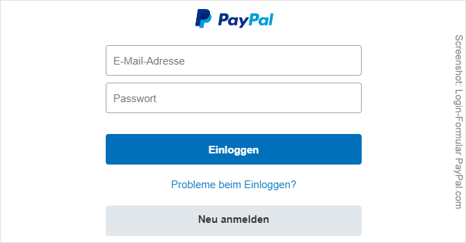 paypal login information