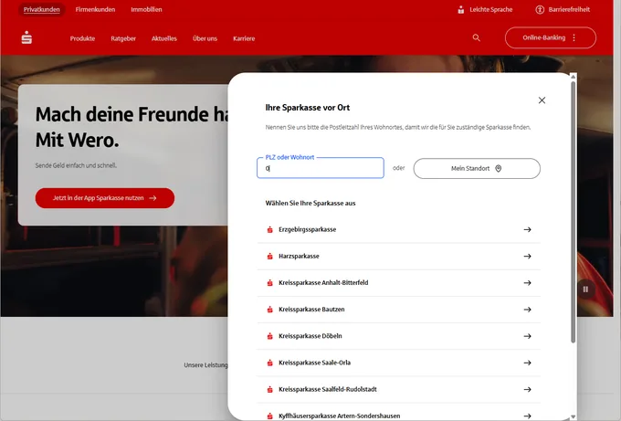 Sparkasse Online-Banking Filialfinder