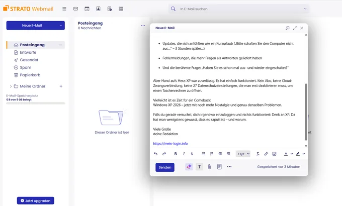 Strato Webmailer - E-Mail schreiben